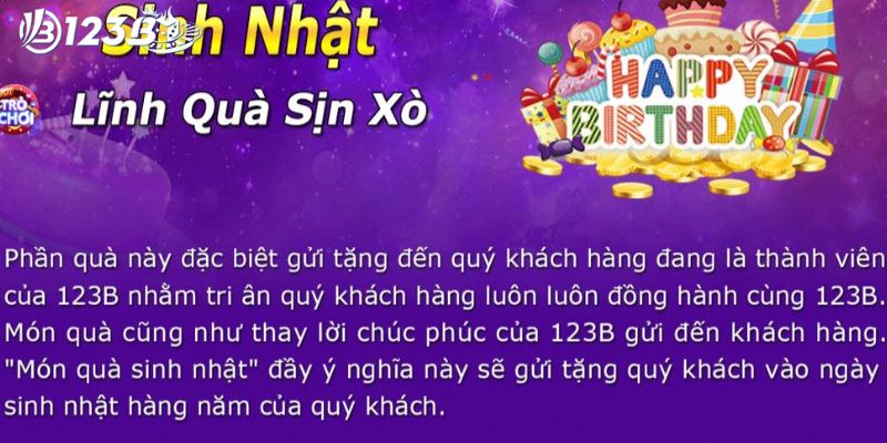 Chi tiết chương trình khuyến mãi sinh nhật 123B